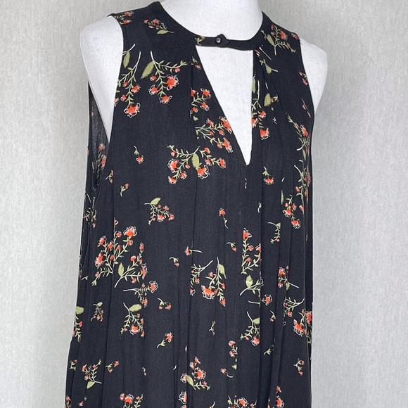 Free People Dresses & Skirts - Free People black floral print tunic dress side seam pockets casual loose fit
